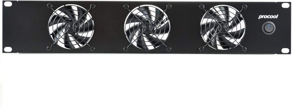 PROCOOL SXT380-E / 2U Silent Temp Controlled Rack Mount Fan/Airflow = Exhaust/Home Theater AV Cabinet Cooling Broadcast Network Server Recording Studio