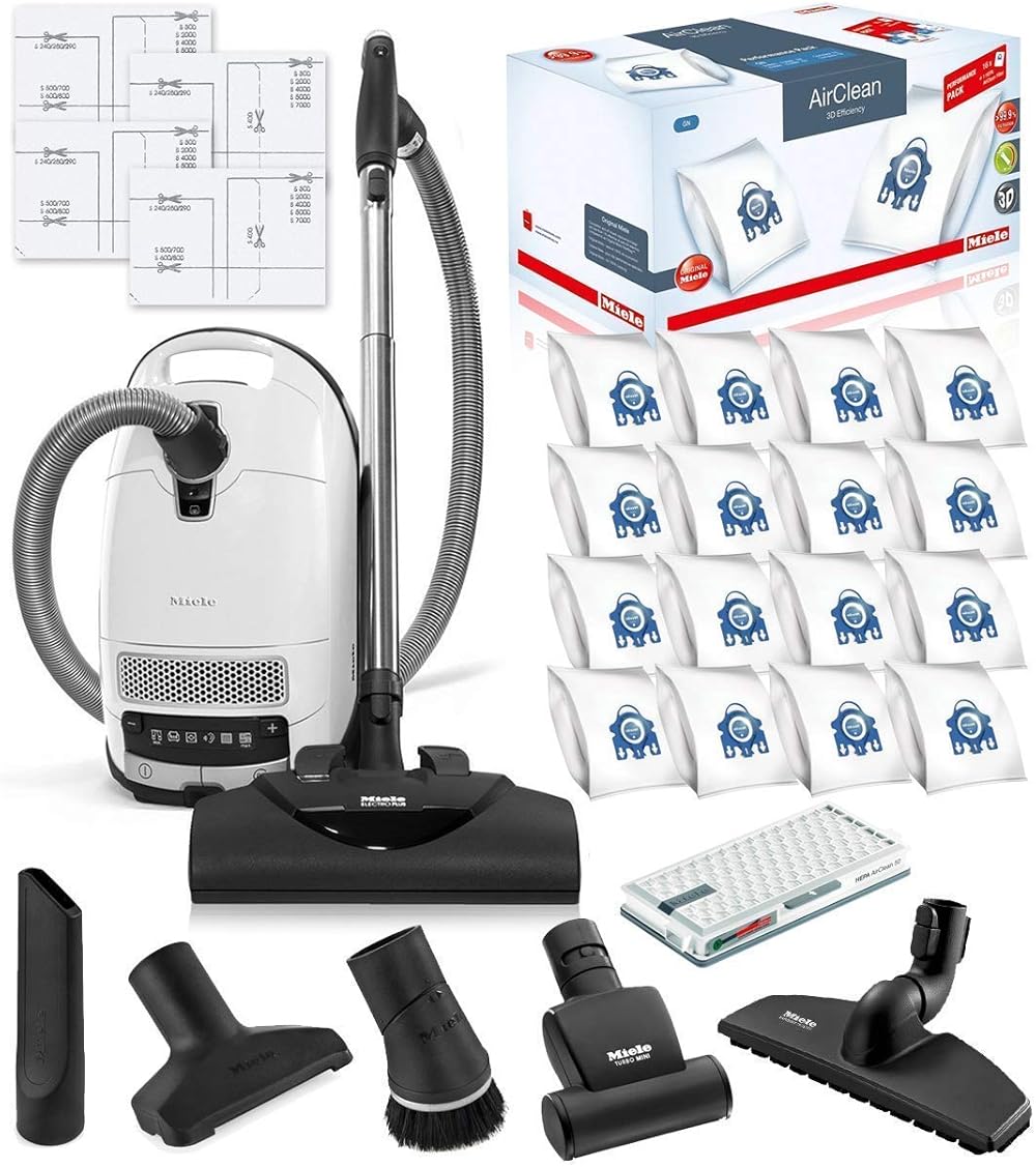 Miele Complete C3 Cat and Dog Canister HEPA Canister Vacuum Cleaner with SEB228 Powerhead Bundle - Includes Miele Performance Pack 16 Type GN AirClean Genuine FilterBags + Genuine AH50 HEPA Filter