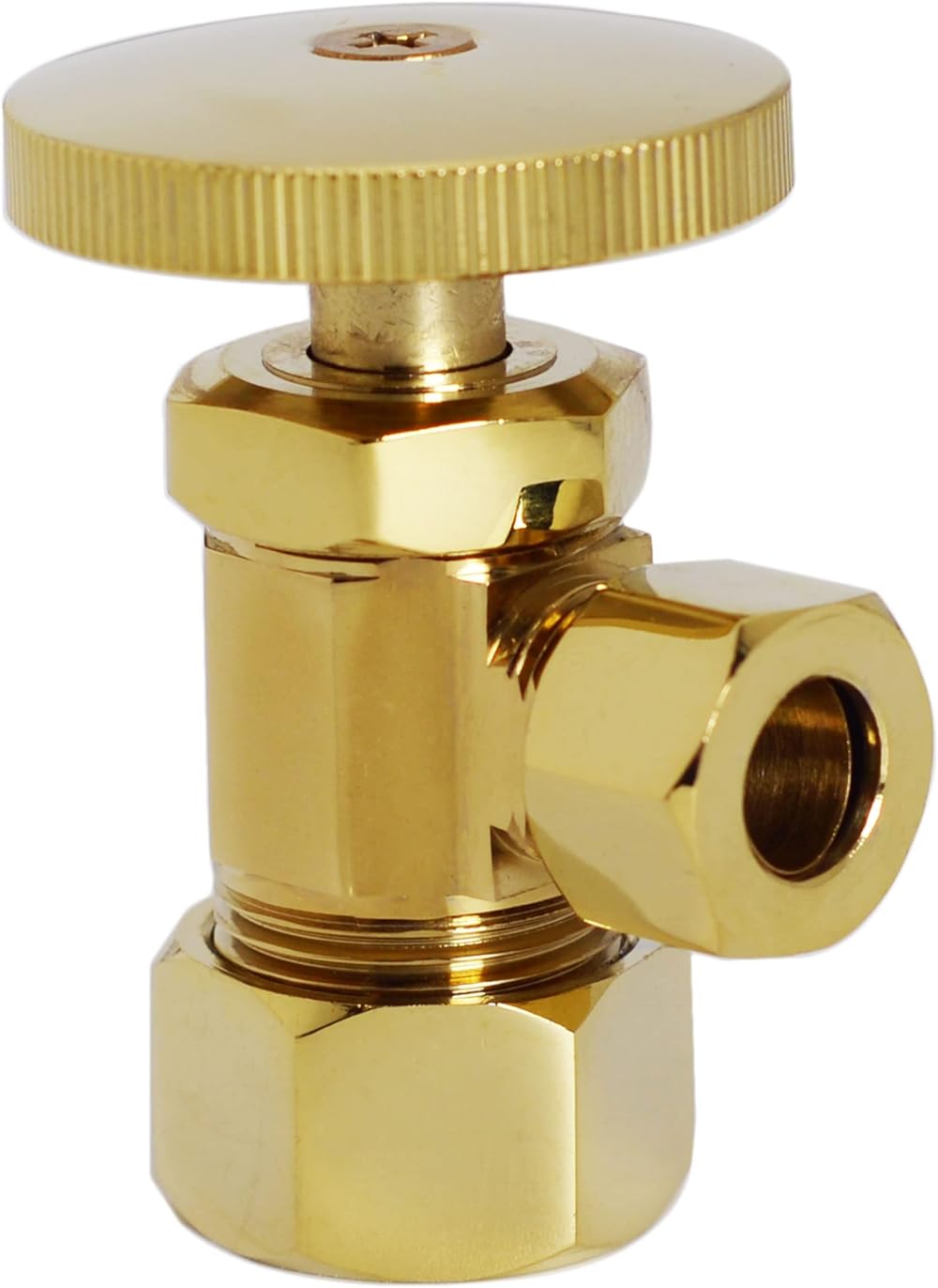 Westbrass D105-100-03 Round Handle Angle Stop Shut Off Valve, 1/2
