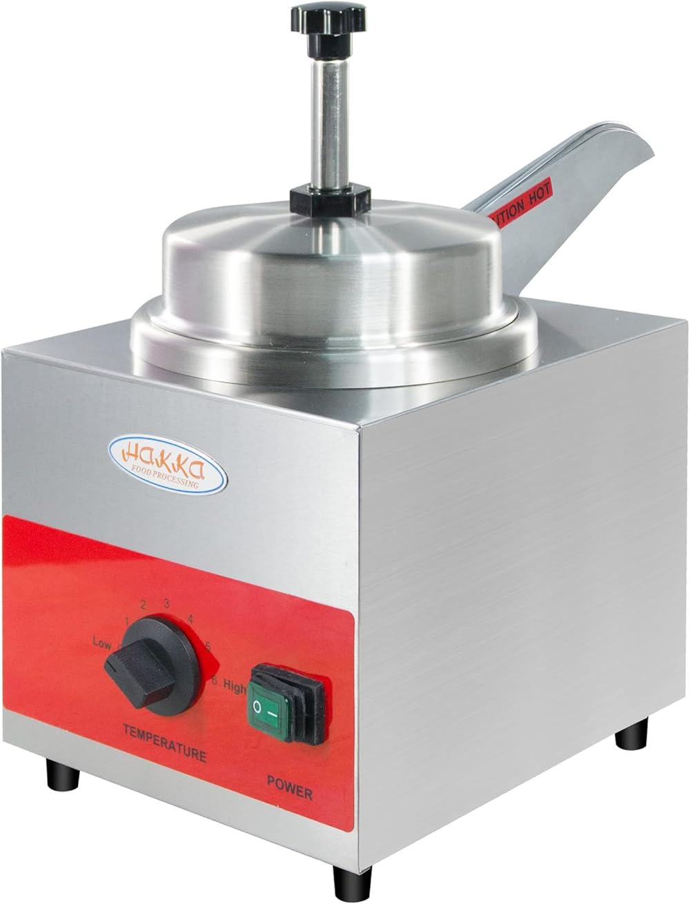 Hakka Cheese Warmer with Pumb, 3.5 Qt Electric Cheese Dispenser Hot Fudge Dispenser Commercial Sauce Warmer Condiment Dispenser for Nacho/Cheese/Chocolate, Stainless Steel