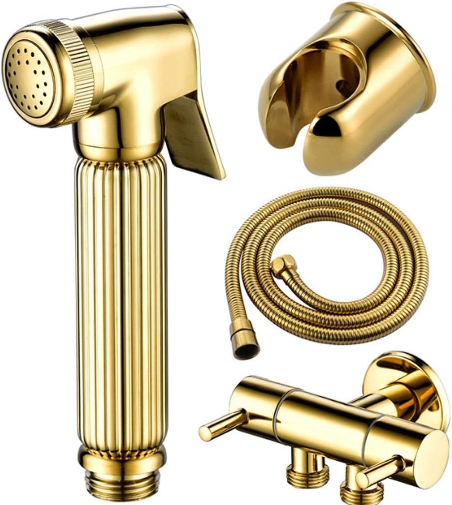 Brass Bidet Sprayer Handheld Toilet Bidet Shatafe Set Copper Bathroom Toilet Shower Set(Black)