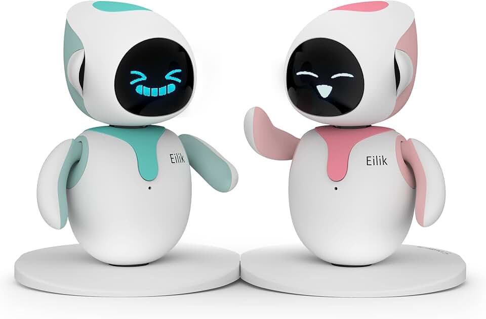 Eilik – Cute Robot Pets with Abundant Emotions, Your Perfect Interactive Companion at Home or Workspace. Unique Gifts for Girls & Boys. (Blue + Pink Combination)
