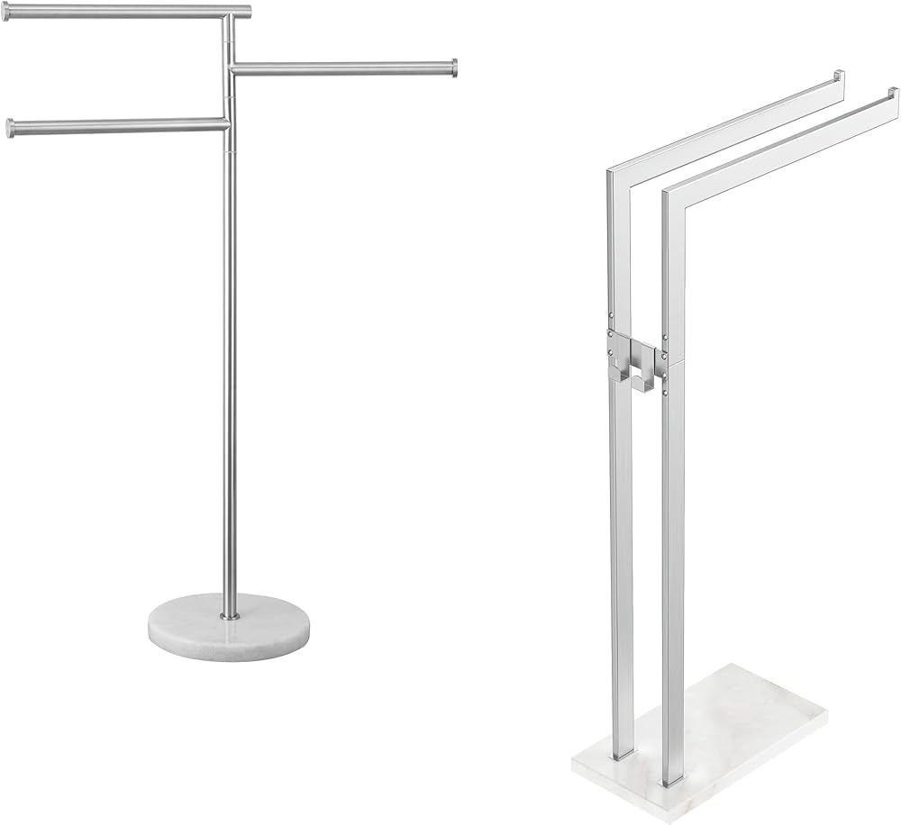 KES 3 Swivel Bars 40-Inch Free Standing Outdoor Pool Towel Rack Stand Bathroom Towel Rack with Hooks, BTH219-2-TEM+BTH227-2-NEW