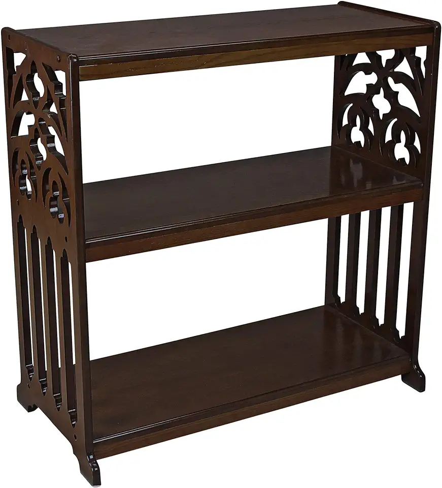 Design Toscano Thomas Aquinas Gothic Tracery Antique Replica Library Bookshelf, 30 inches wide, 30 inches tall, Hardwood, Walnut Finish