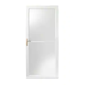 Andersen 3000 Series 36 in. x 80 in. White Left-Hand Retractable Aluminum Storm Door with Brass Hardware