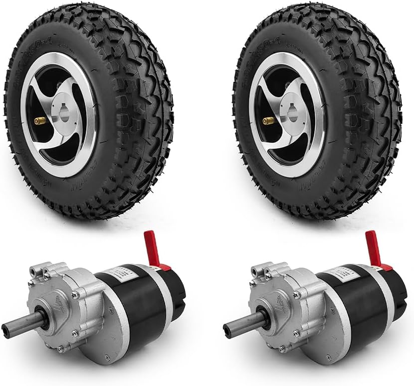 Dual 9 Inch Wheel 24V 700W Garden Electric Tool Cart Lawn Mower Brushed Gear Motor Kit with E-Brake Lever (no Controller, Max 5kph)