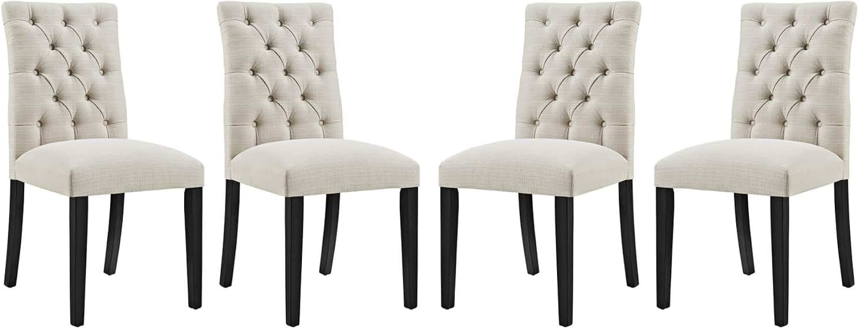 Modway Duchess Fabric Set of 4, Four Dining Chairs, Beige