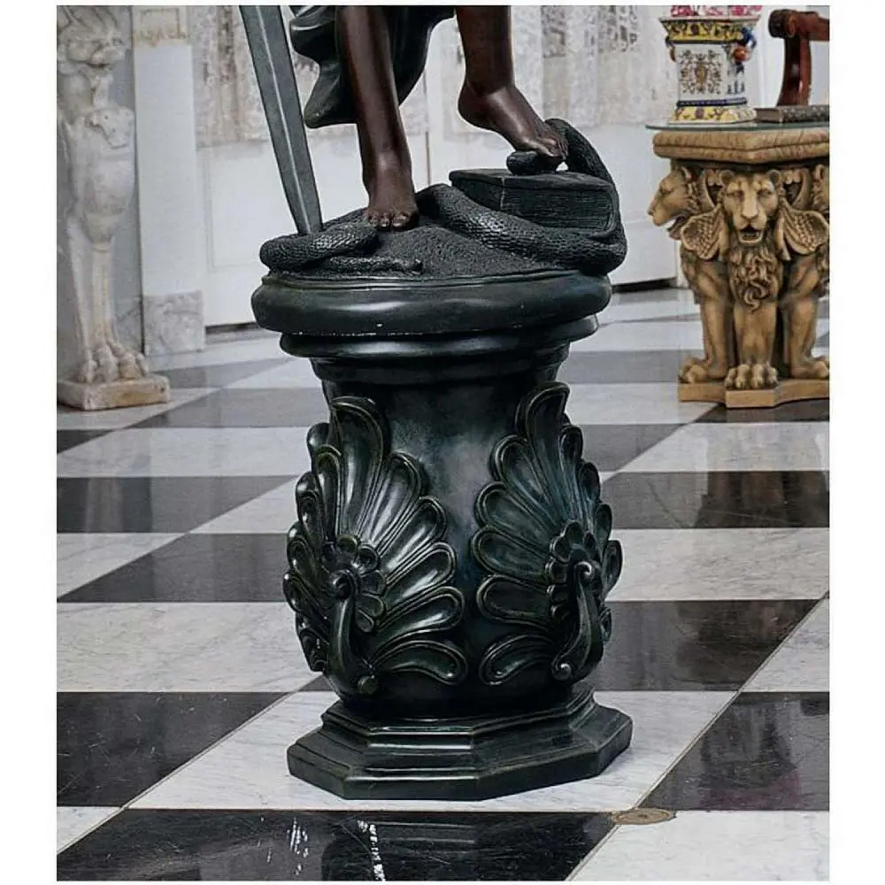 Design Toscano Classic Peacock Statuary Pedestal: Green Bronze