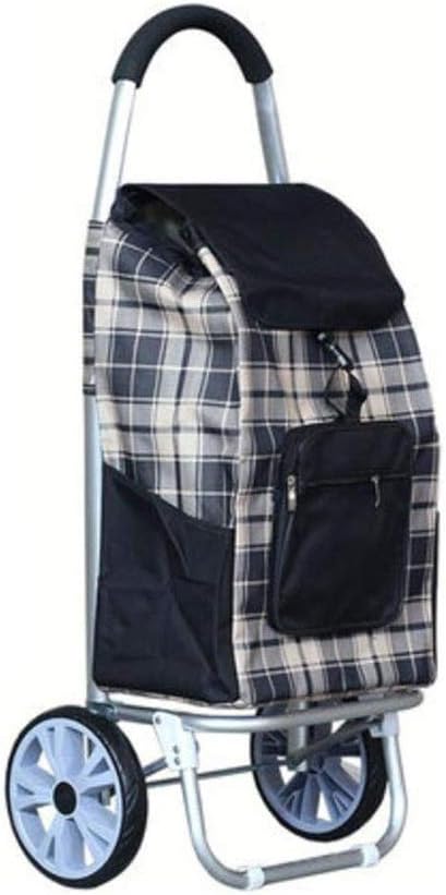 Shopping Tote Cart, Shopping Trolley, Foldable Grocery Cart, Folding Laundry, Pull Cart with Wheels, Fabric Bag, Aluminum Frame (Color : D)