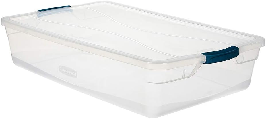 Rubbermaid Cleverstore Clear 41 QT Pack of 6 Stackable Plastic Storage Containers with Durable Latching Clear Lids