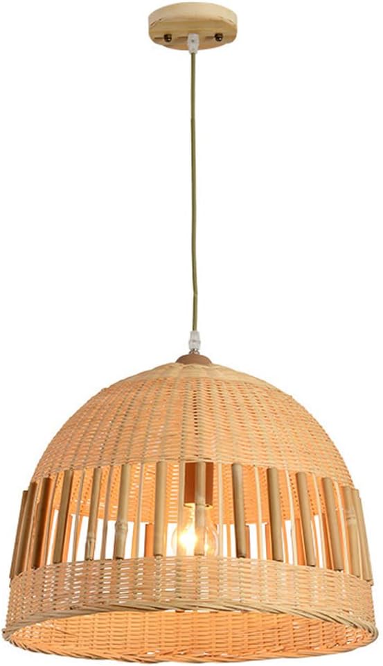 Bamboo Woven Light Fixture Chinese Vintage Dome Wicker Pendant Light Southeast Asian Hand-Woven Bamboo Pendant Light for Farmhouse Kitchen Island 1-Light Wicker Light Fixtures