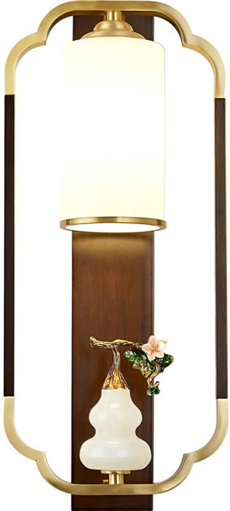 Chinese Atmosphere Retro All Copper Wall Lamp Living Room Bedroom Background Wall Light Solid Wood Bedroom Lamps