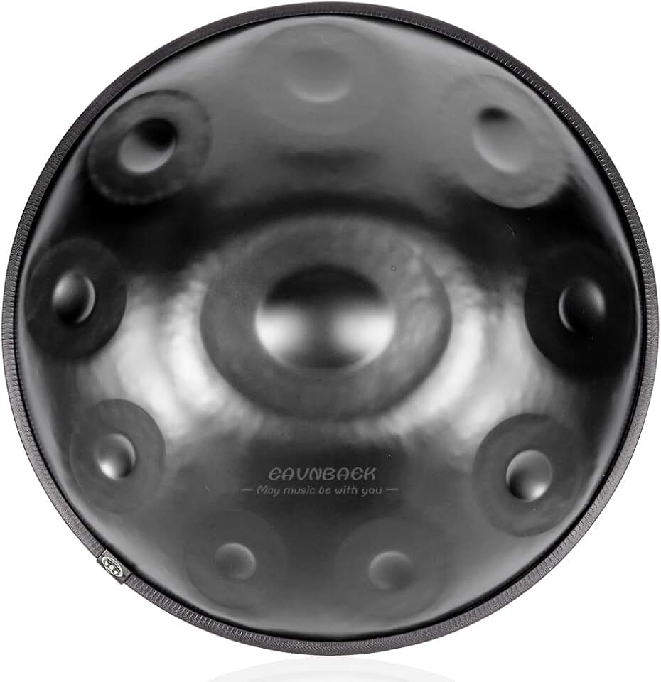 Advanced Handpan Drum, 22-Inch 10-Notes 440Hz D Minor Kurd Steel Handpan Drum, Hand Pan Drum Instrument with Soft Bag, 2 Handpan Mallets, Handpan Stand and Dust-Free Cloth (Black)