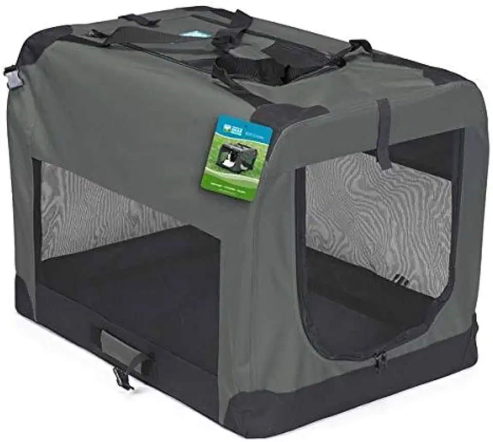 Guardian Gear Soft Sided Charcoal Collapsible Crates for Dogs Mesh Window Panels(X-Large 48
