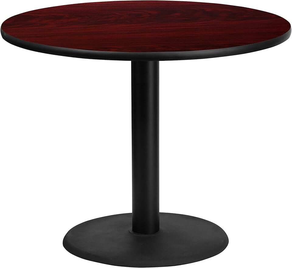Flash Furniture Graniss 36'' Round Mahogany Laminate Table Top with 24'' Round Table Height Base