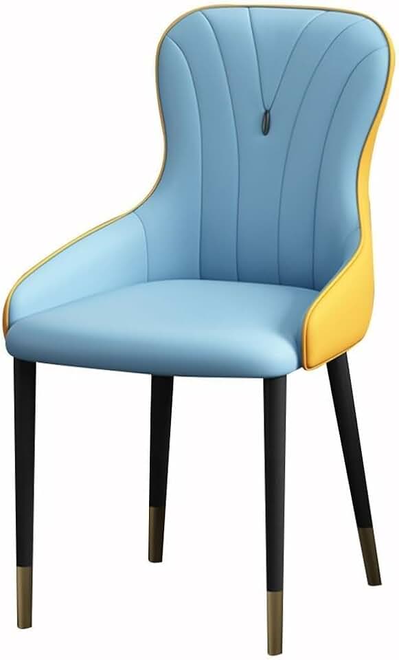 Dining Chairs Kitchen Chairs Soft Comfortable Durable Leisure Chair Leather Living Room Side Chair with Metal Chair Legs Multipurpose Accent Chairs Waterproof Durable Back Chair/Blue+Yellow/On