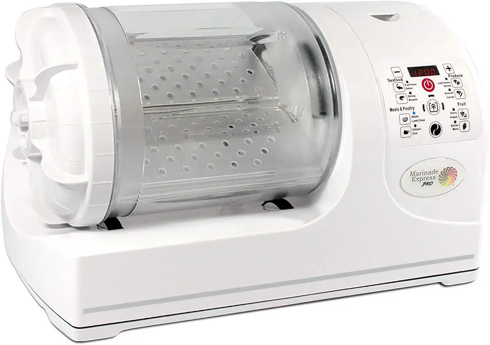 Pro PMP-310 Professional Marinade System, Vacuum Sealed, Meat and Vegetable Tenderizer, Titan Drum, Canister Sealed, LED Display, Professional Chef Technology, Auto Shut Off, White