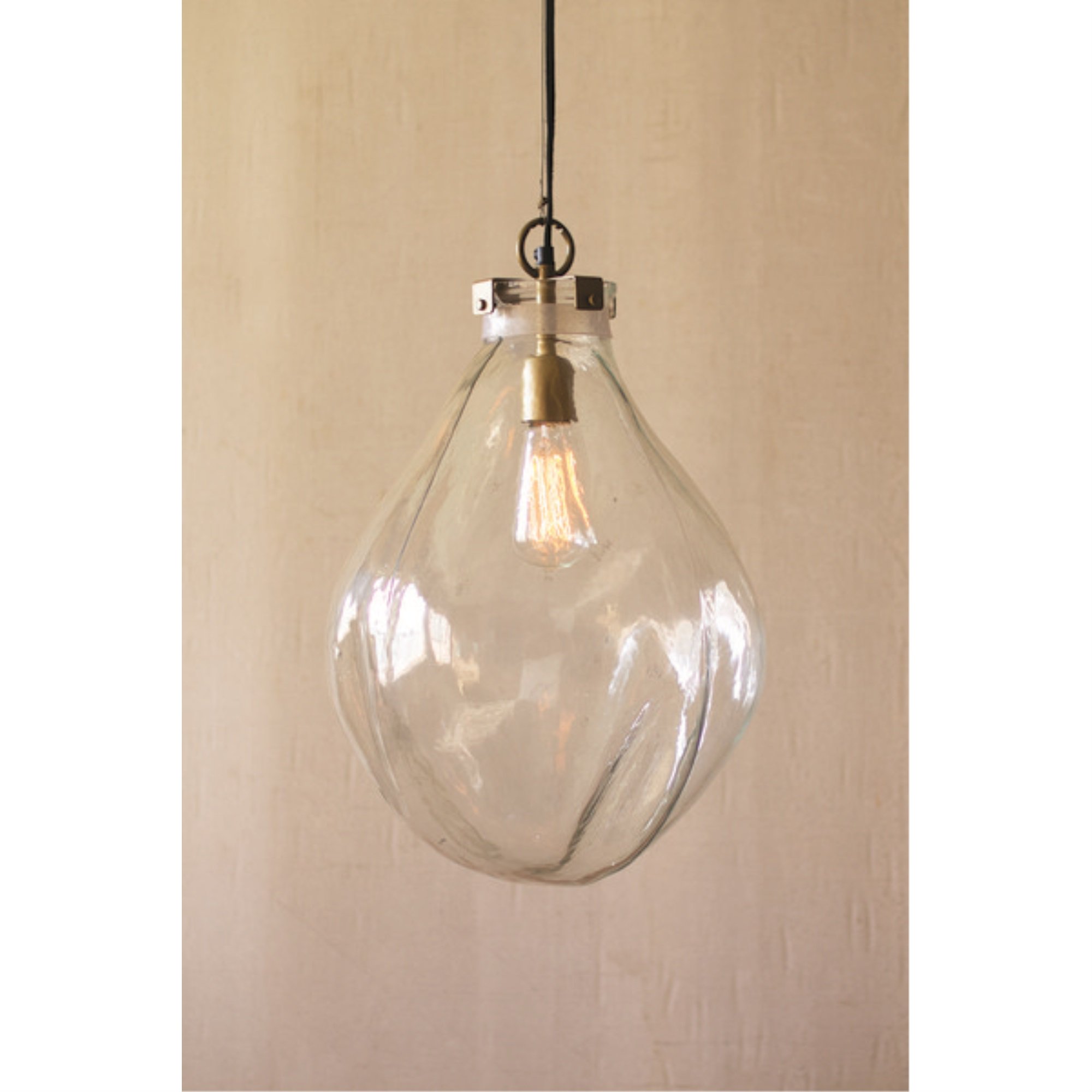 Kalalou Inc Glass Teardrop Pendant Light