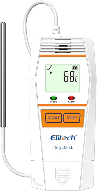 Elitech Tlog 100EL Digital Temperature Data Logger Reusable Temperature Recorder PDF Report USB Port 32000 Points with External Temperature Probe(-196~150℃)-10PACK