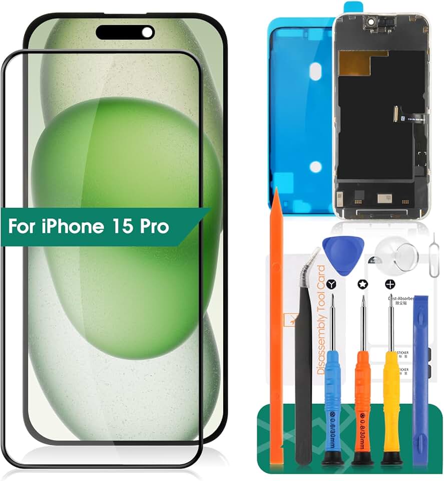 OLED for iPhone 15 Pro Screen Replacement for iPhone 15 Pro LCD Digitizer Repair for iPhone 15 Pro A2848 Touch Screen Display Assembly A3101 A3102 A3104 (Not Original)