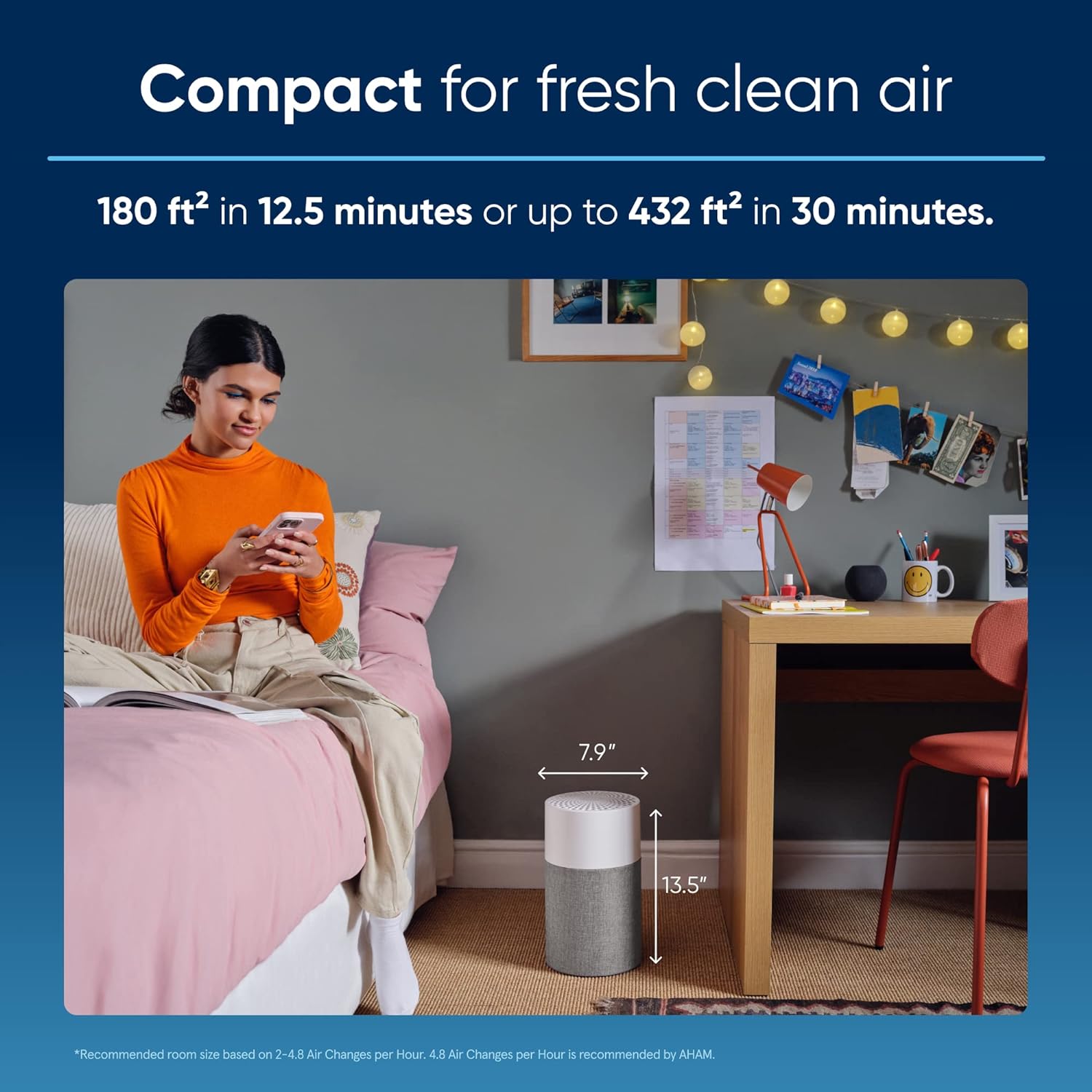 BLUEAIR Air Purifiers for Bedroom, HEPASilent Small Room Air Purifiers for Home