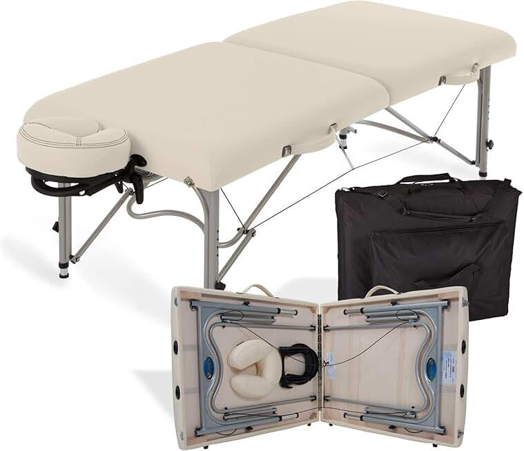 EARTHLITE Portable Massage Table LUNA - Ultra-Lightweight, Patented Aluminum Reiki Frame incl. Flex-Rest Face Cradle & Carry Case (29lb)