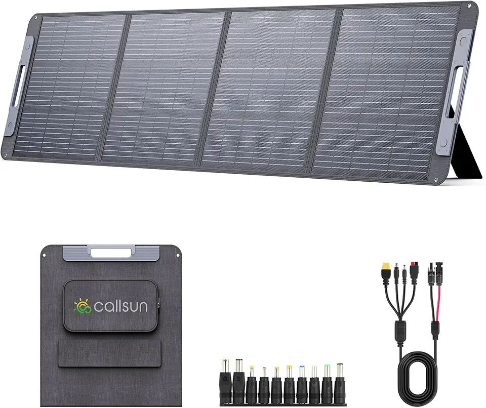 200W Portable Solar Panel, IP67 Waterproof Foldable Solar Panel with Adjustable Kickstand, 23.5% High Conversion Efficiency, 200 Watt Solar Panel for Power Station Camping RV Blackout