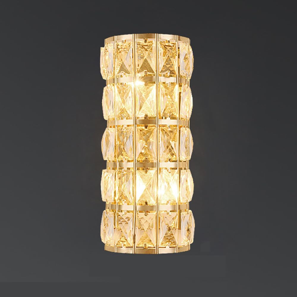 Modern Crystal Wall Sconces Dimmable Gold LED Wall Lamp for Bedroom Vanity Bathroom Wall Light Bar Minimalist Long Linear Wall Lighting Fixtures for Hallway Living Room Kitchen Bedside