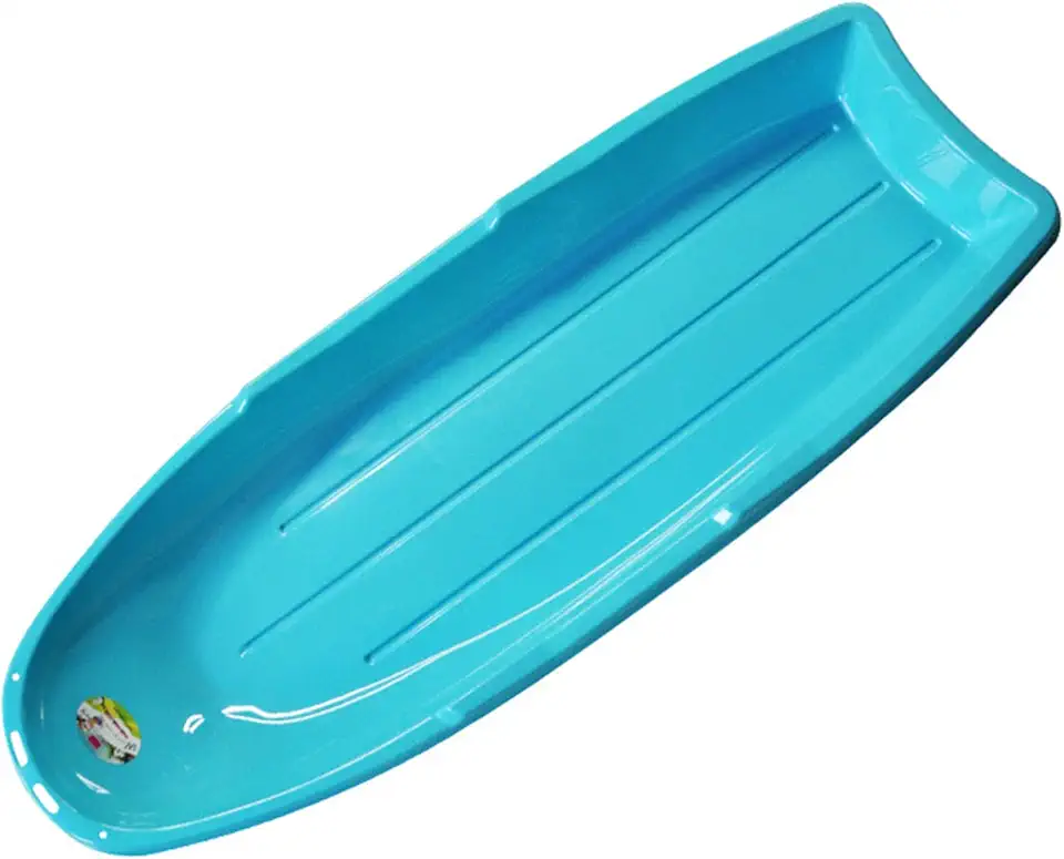 Large Portable Snow Sledge, Thickened Plastic Toboggan with Pull Rope, Unisex Ski Board, Kids Adults Sleigh Sled,Blue