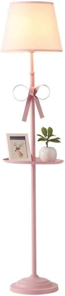 Floor Lamp Modern LED Floor Lamps Pink Bow Decoration Metal Standing Lamp with Fabric Shade & Round Tray E27 Floor Light for Living Room Bedside Hotel LED