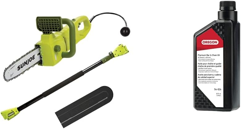 Sun Joe SWJ807E 10 inch 8.0 Amp Electric Convertible Pole Chain Saw + Oregon Premium Bar and Chain Oil