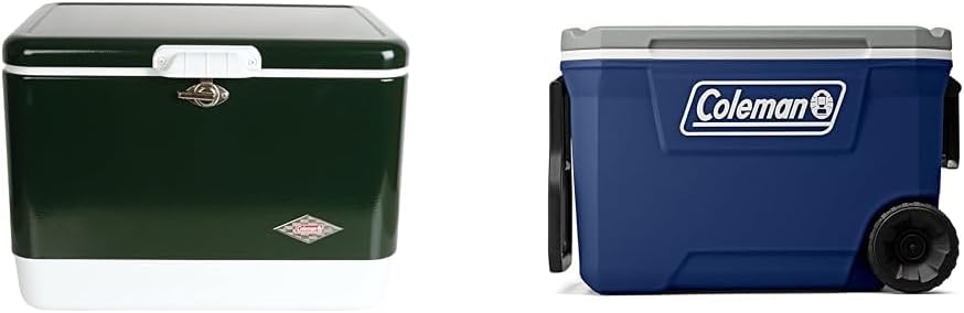 Coleman 54-Quart Steel Belted Retro Cooler & 62-Quart Twilight Cooler with Wheels and Cup Holders