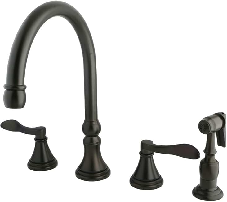 Kingston Brass KS2795DFLBS NuFrench Widespread Kitchen Faucet, 8-1/4 inch spout reach, Oil Rubbed Bronze