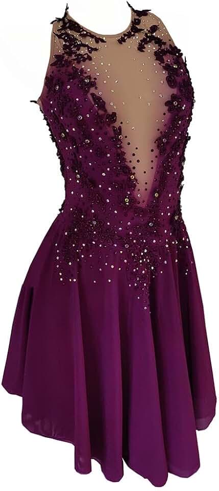 LIUHUO Figure skating Dress purple sleeveless girl competition performance