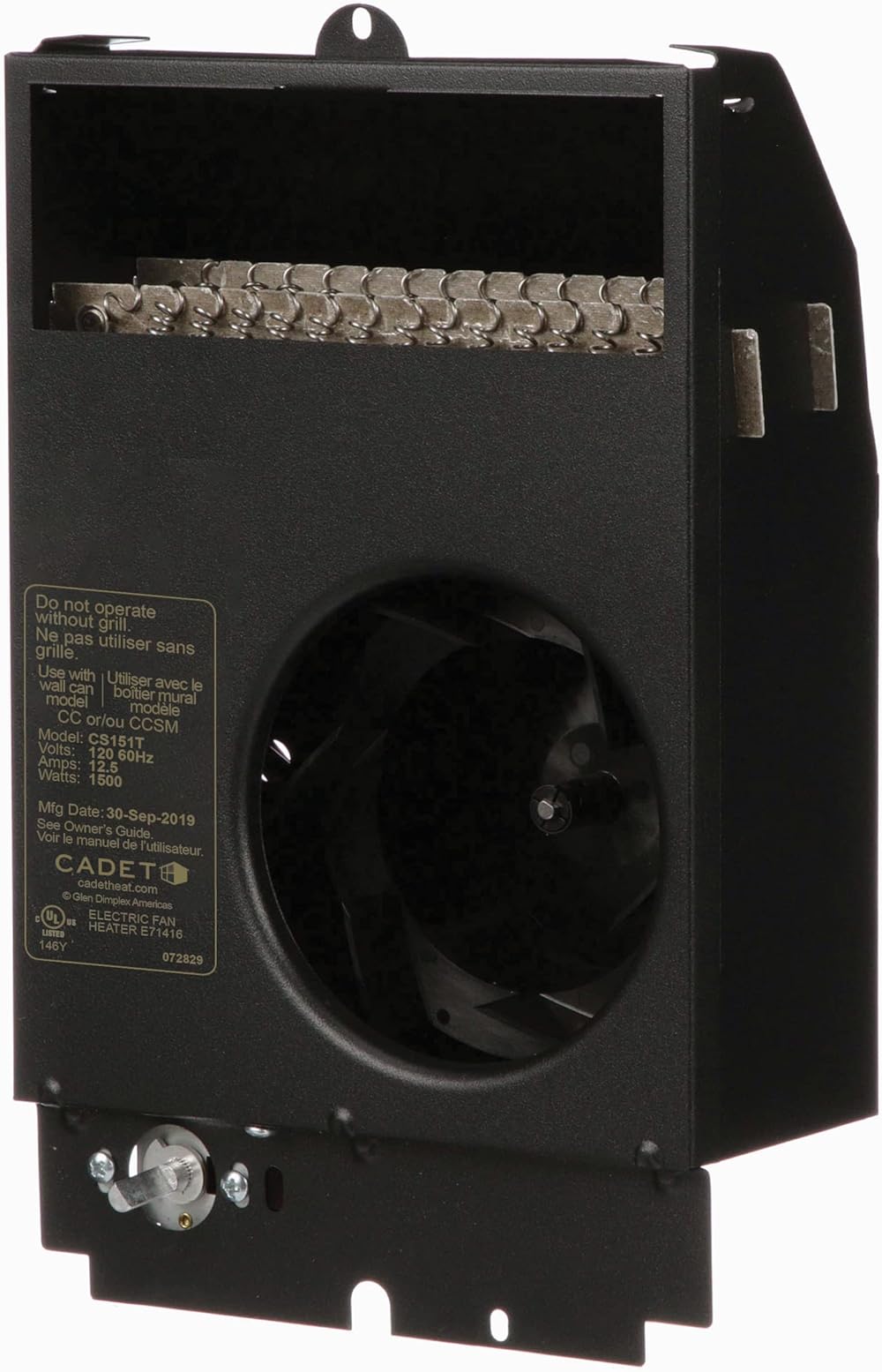 Cadet Com-Pak Electric Wall Heater Assembly Only with Thermostat (Model: CS151T, Part: 67524), 5120 BTU, 120 Volt, 1500 Watt