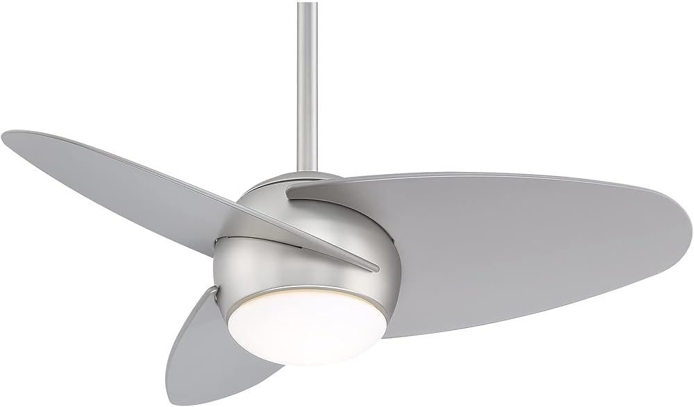 MINKA-AIRE F410L-BS Slant 36 Inch Ceiling Fan with DC Motor and Integrated 18W LED Light Kit in Brushed Steel Finish