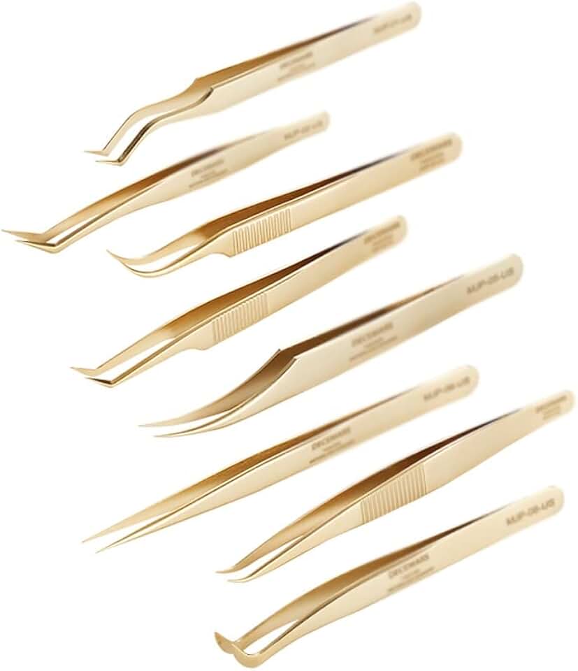 Eyelash Extension Tweezers Gold Color