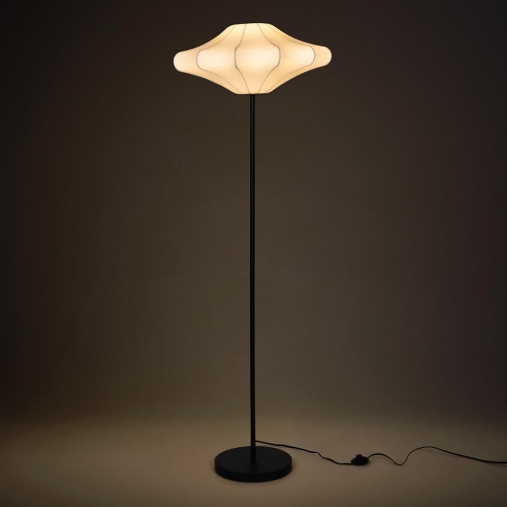 Brightech Atlas Tall Floor Lamp with Unique Resin Shade & LED Bulb, Elegant Lamp for Living Rooms & Offices, LED Floor Lamp, Modern Standing Lamp for Bedroom, Great Living Room Décor - Black