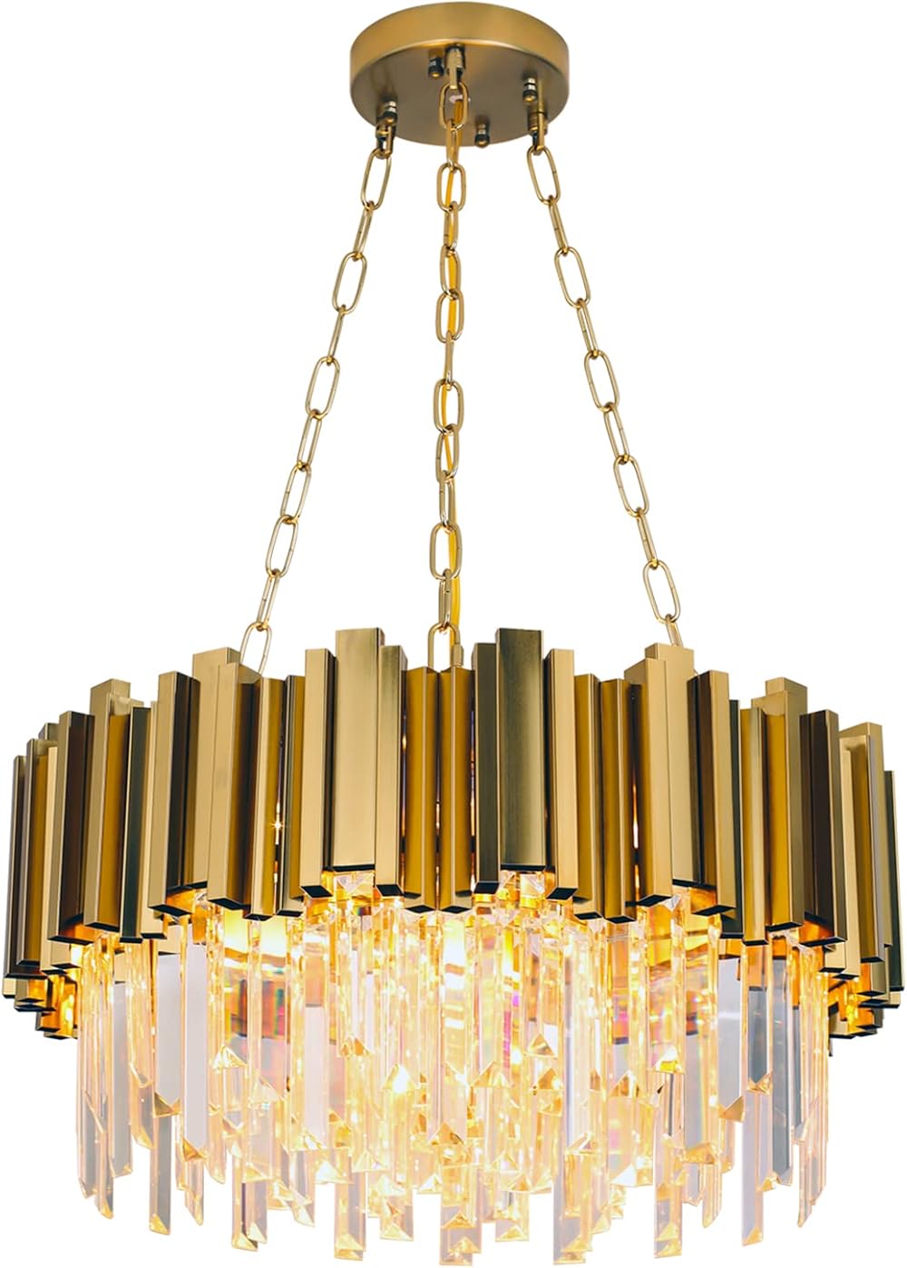 Modern Chandelier Crystal Chandelier Lighting 9 Lights Gold Chandelier Light Fixture Dining Room Chandeliers Living Room Bedroom Foyer Hallway Contemporary Chandelier with Light W22in