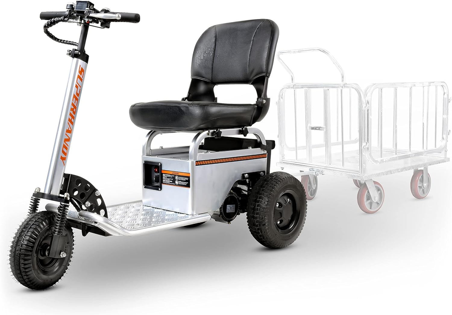 SuperHandy Electric Tugger Cart, Industrial Tow Tractor Riding Scooter - 1 Seater, 2600 lb Towing Cap, 350 lbs Load Cap, 12V 7Ah Battery - for Warehouse Material & Mobility Personnel Transport