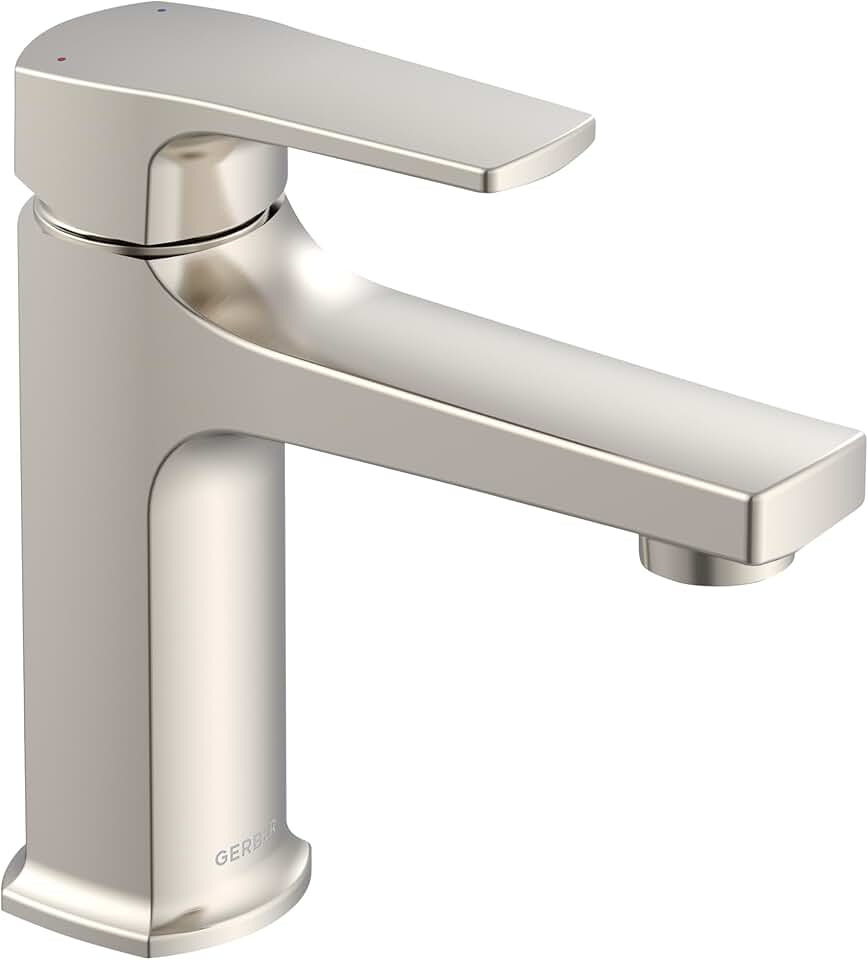 Gerber Tribune Single Handle Bathroom Faucet 1.2 gpm, Includes Metal Touch-Down Drain, Brushed Nickel