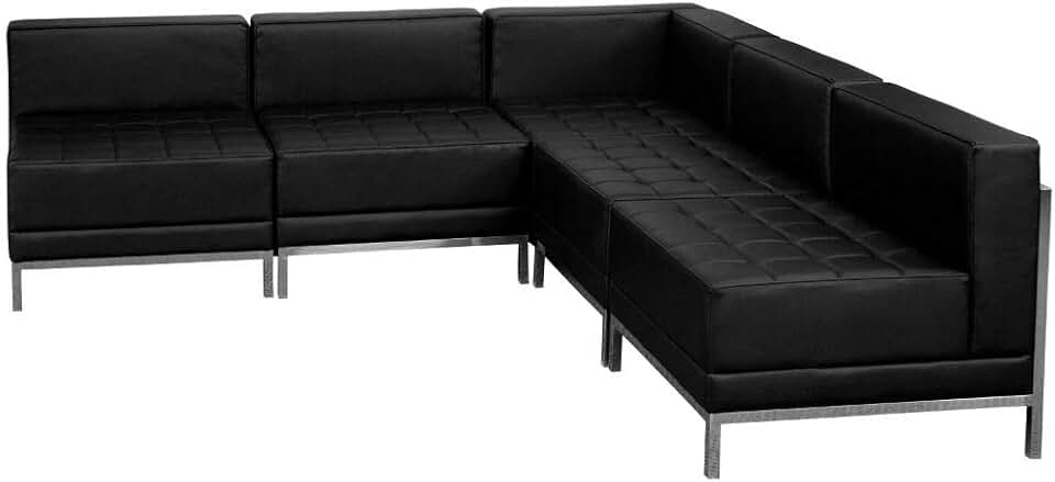 Flash Furniture HERCULES Imagination Series Black LeatherSoft Sectional Configuration, 5 Pieces