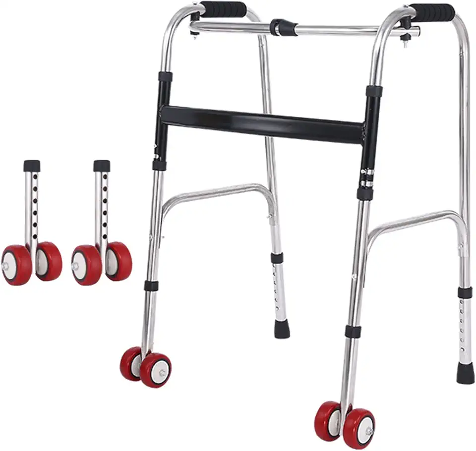 Heavy Duty Rollator Walker, Upright Stand Up Folding Rollator Walkering with Wheels Bariatric Rolling Supports Up to 330 Lbs (Size : A)