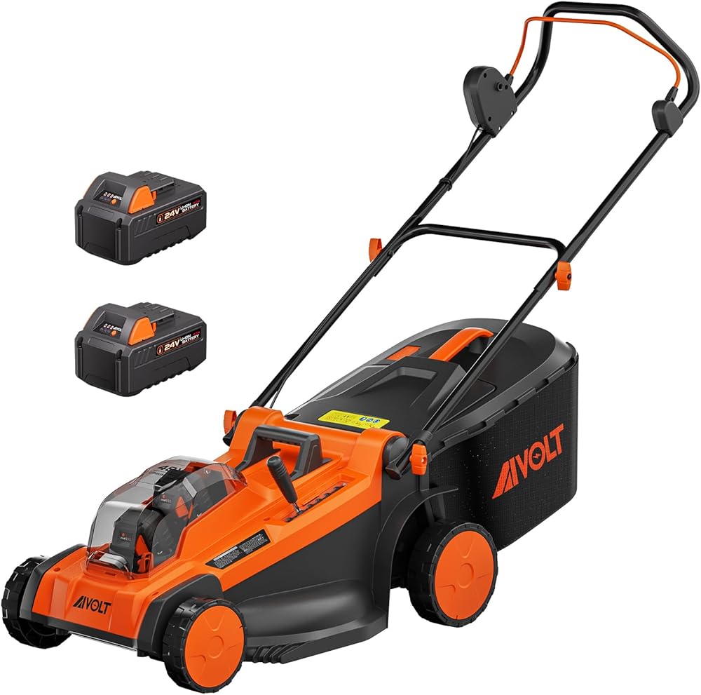 AIVOLT 48V Cordless Lawn Mower Battery Powered 17-inch Brushless Lawn Mowers Walk-Behind Push Grass Mower with 2x24V Max 4.0Ah Battery and Dual Charger