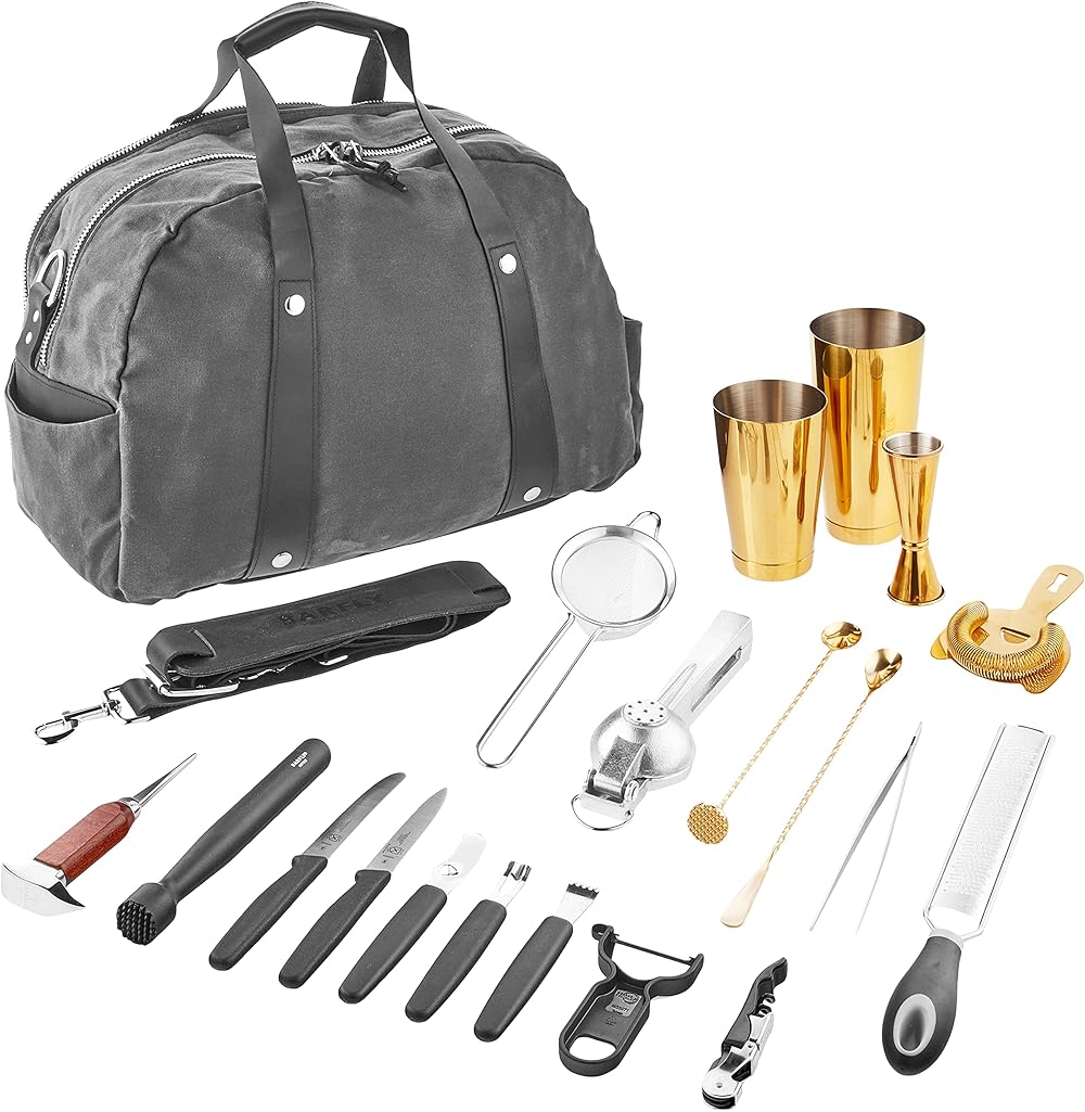 Barfly M37103GD Deluxe II Cocktail Set, 20-Piece, Gold