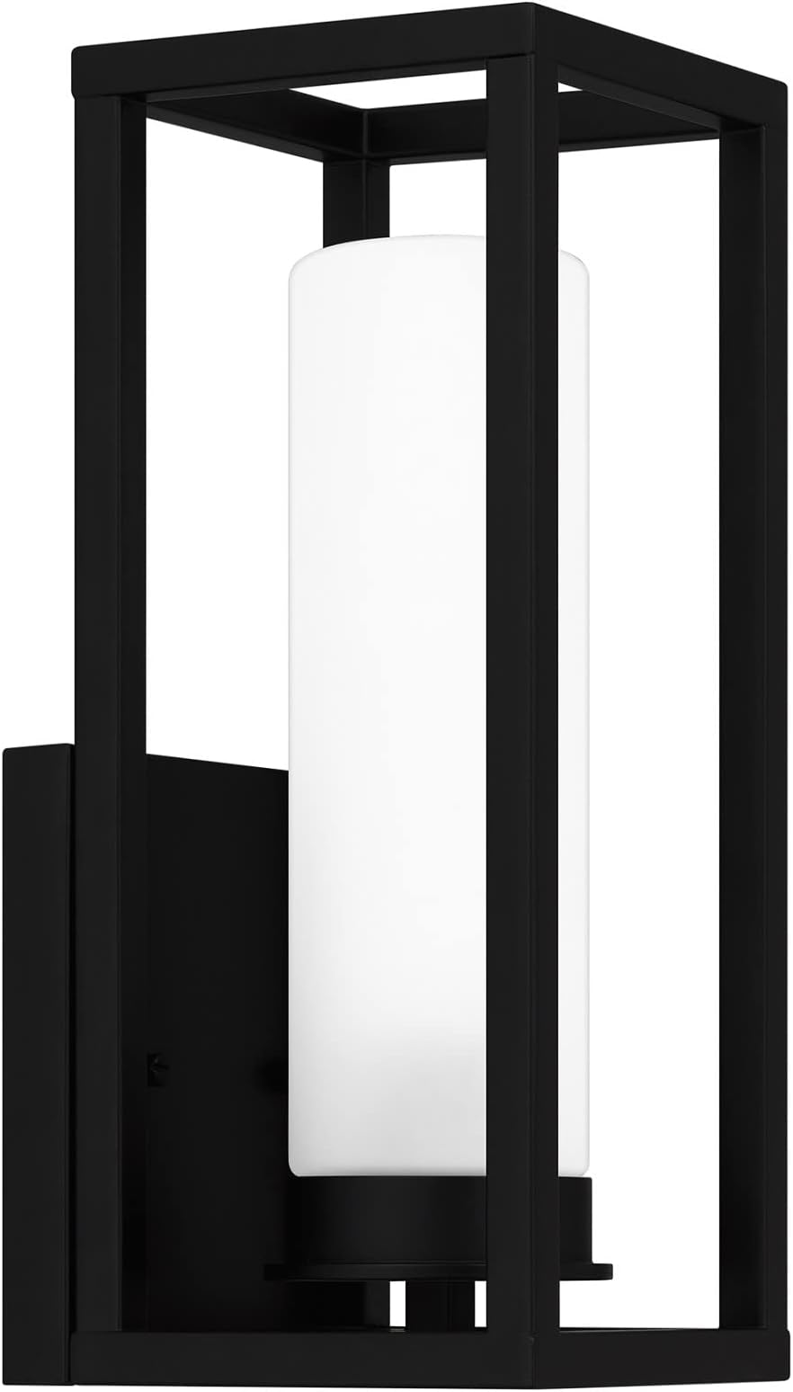 Coastal Armour NEV8406MBK Neville Modern Clear Etched Glass Medium Outdoor Wall Lantern, 1-Light 60 Watt, 15