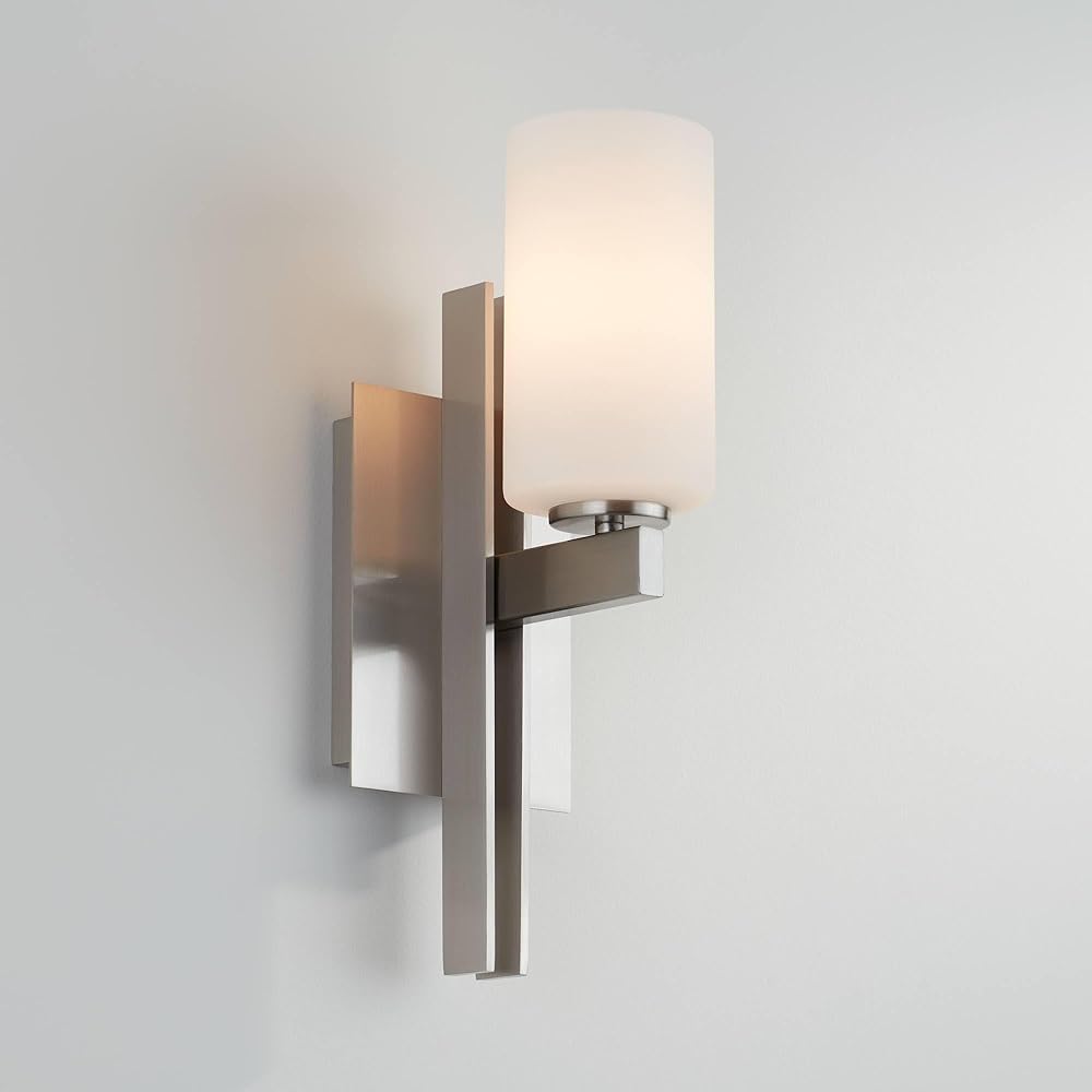 Possini Euro Design Ludlow Modern Wall Light Sconce Mounted Brushed Nickel Hardwired 14