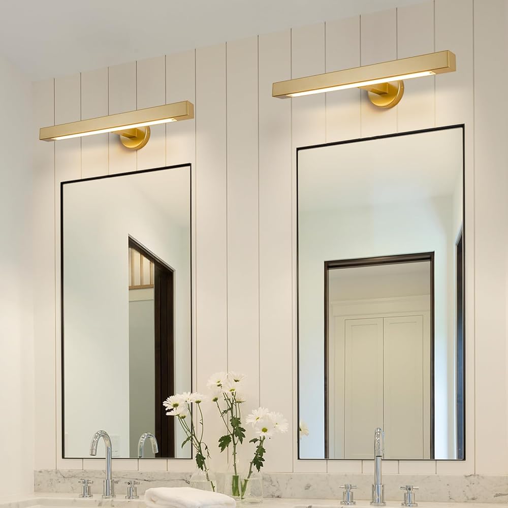 Wall Sconce Vanity Lighting Fixtures,24 inchens Gold Picture Lights,Rotatable Wall Sconces Set of Two Picture Light for Wall,Indoor Brass Sconces Wall Lighting