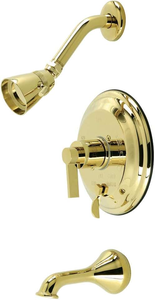 Kingston Brass KB36320NDL NuvoFusion Tub and Shower Faucet, Polished Brass