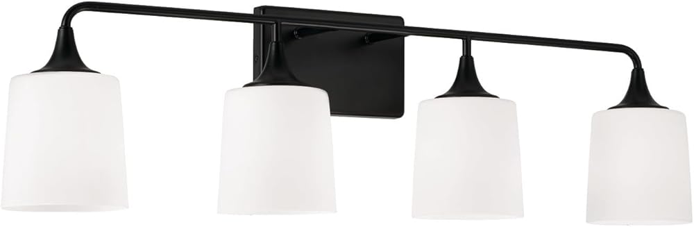 HomePlace Lighting 148941MB-541 Presley Transitional Rustic Soft White Glass Cone Vanity Light for Bathroom, 4-Light 400 Total Watts, 10